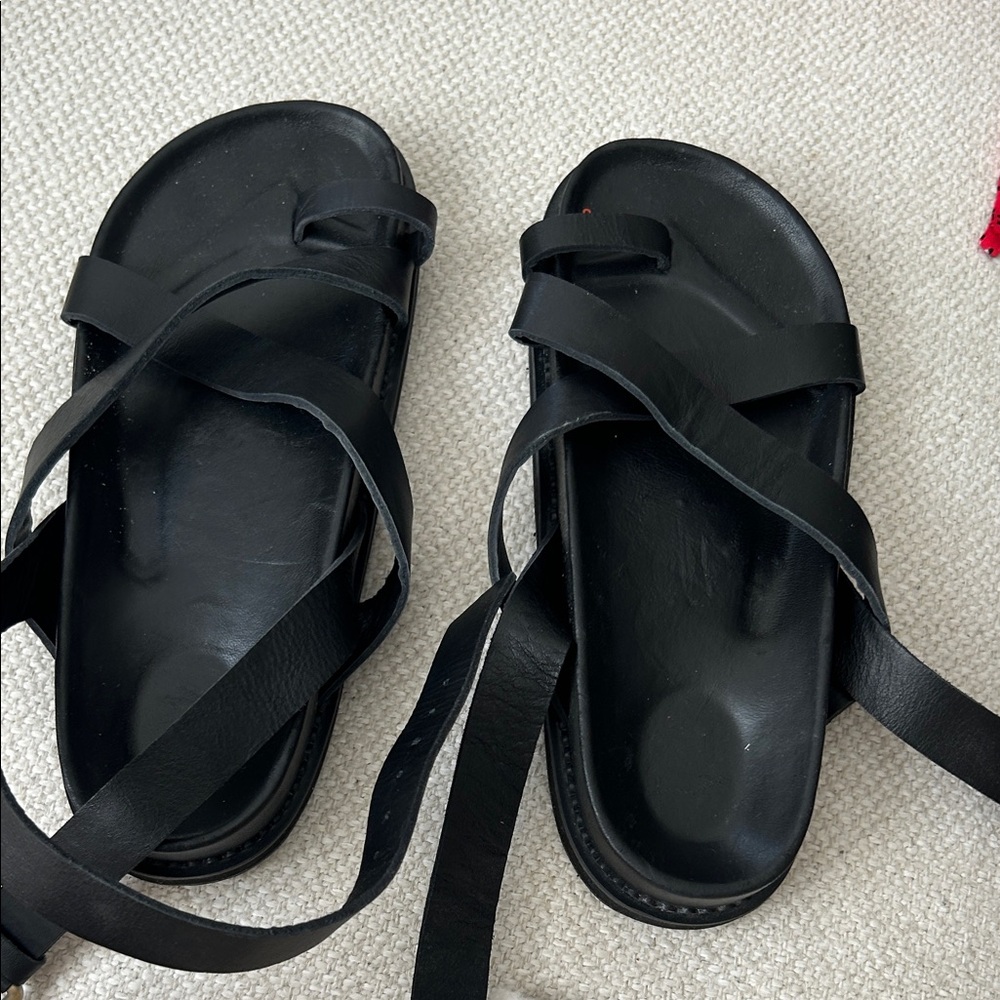 Never worn Black Strappy Women's Sandals - originally over $250,  leather